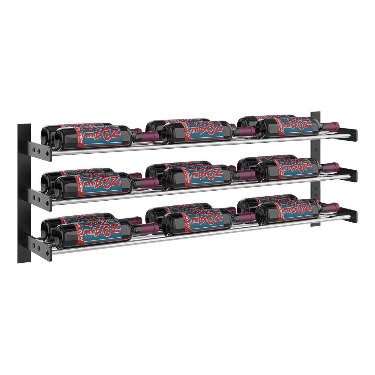 VintageView - Wine Wall 15 - Evolution Series - 381mm - Metal Wine Wall Rack (9-27 bottles)