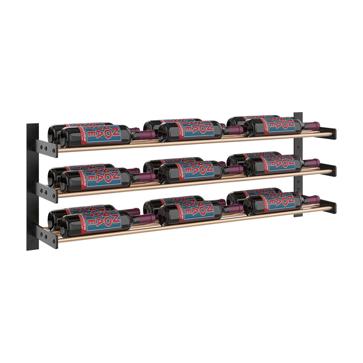 VintageView - Wine Wall 15 - Evolution Series - 381mm - Metal Wine Wall Rack (9-27 bottles)