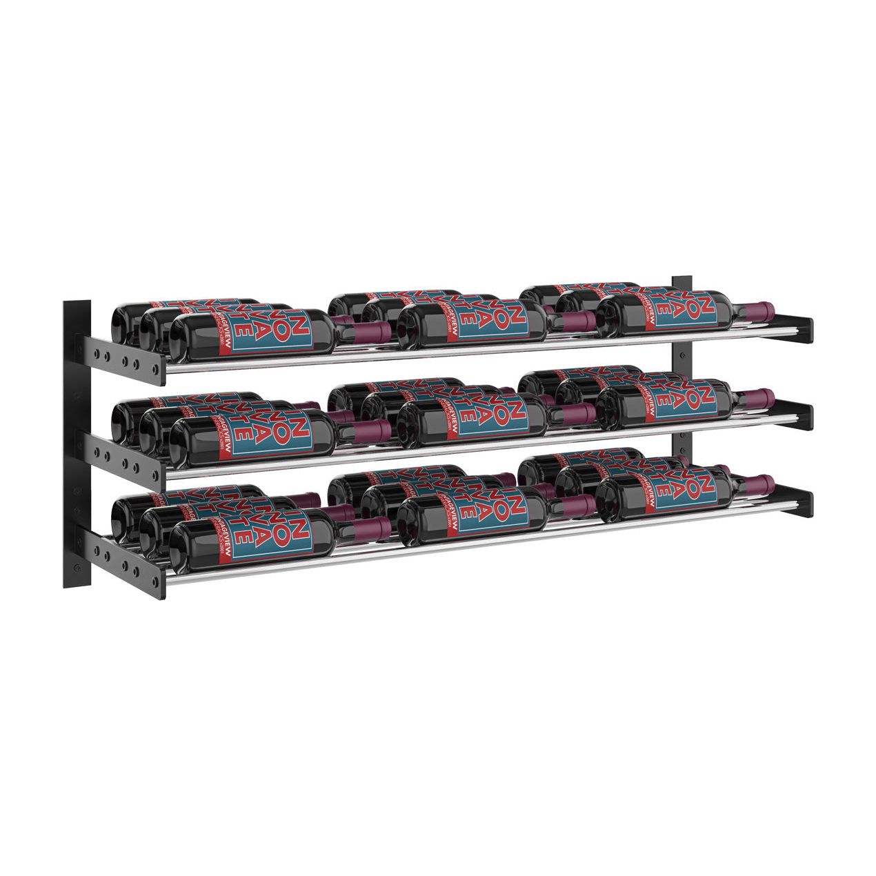 VintageView - Wine Wall 15 - Evolution Series - 381mm - Metal Wine Wall Rack (9-27 bottles)