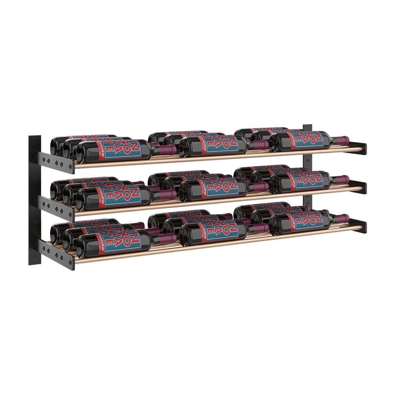 VintageView - Wine Wall 15 - Evolution Series - 381mm - Metal Wine Wall Rack (9-27 bottles)