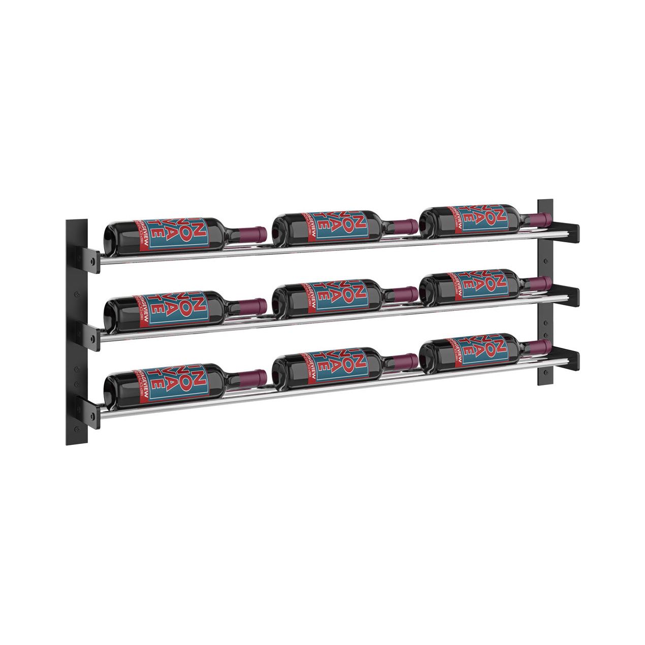VintageView - Wine Wall 15 - Evolution Series - 381mm - Metal Wine Wall Rack (9-27 bottles)