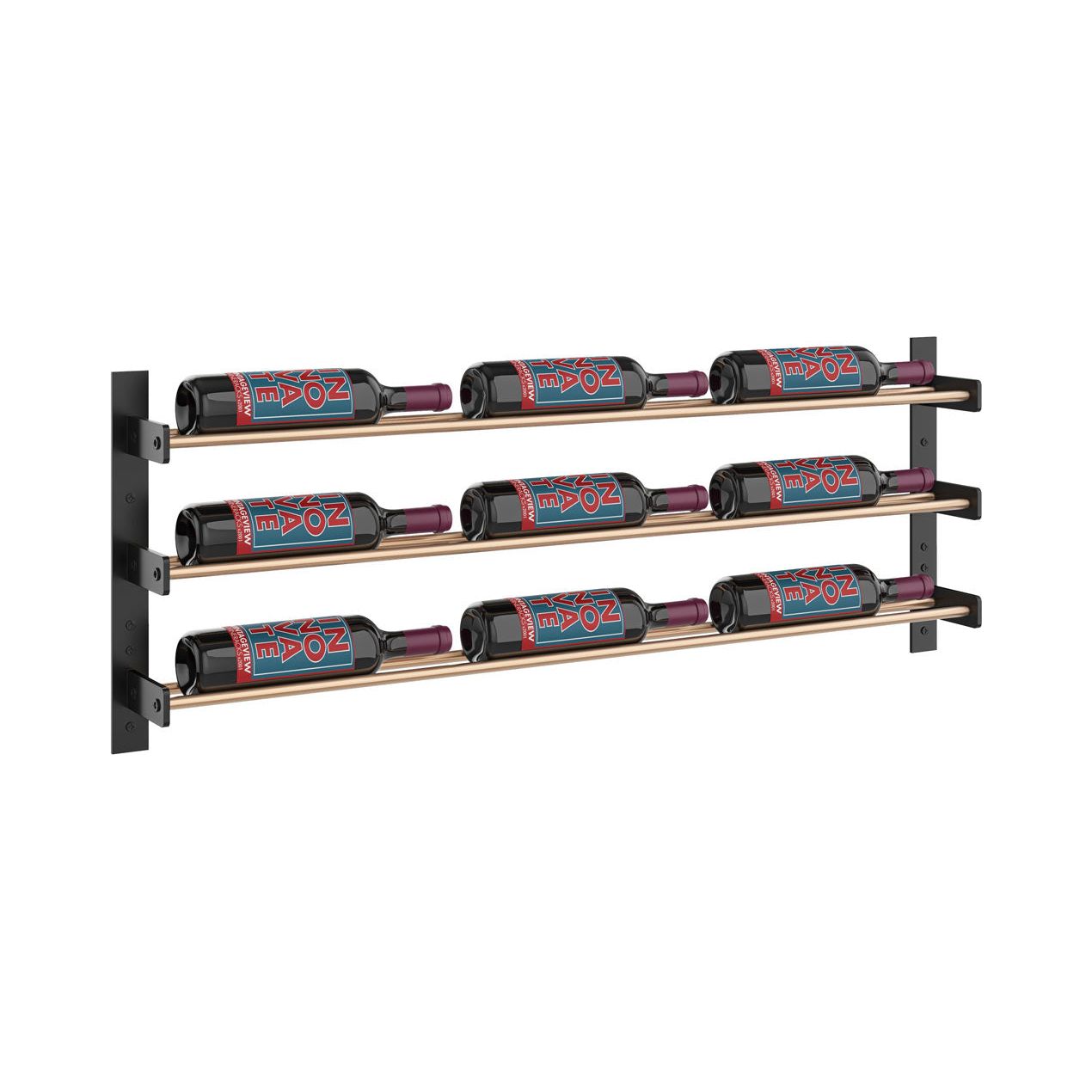VintageView - Wine Wall 15 - Evolution Series - 381mm - Metal Wine Wall Rack (9-27 bottles)