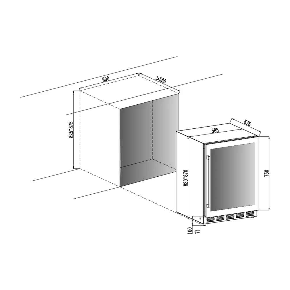 Cavin - 600mm - Undercounter Wine Fridge - Arctic Collection 60D Fullglass Black