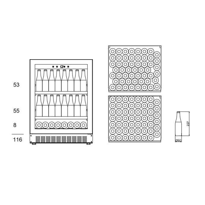mQuvée - 600mm - Undercounter Drinks Fridge - BeerServer60 - Anthracite Black