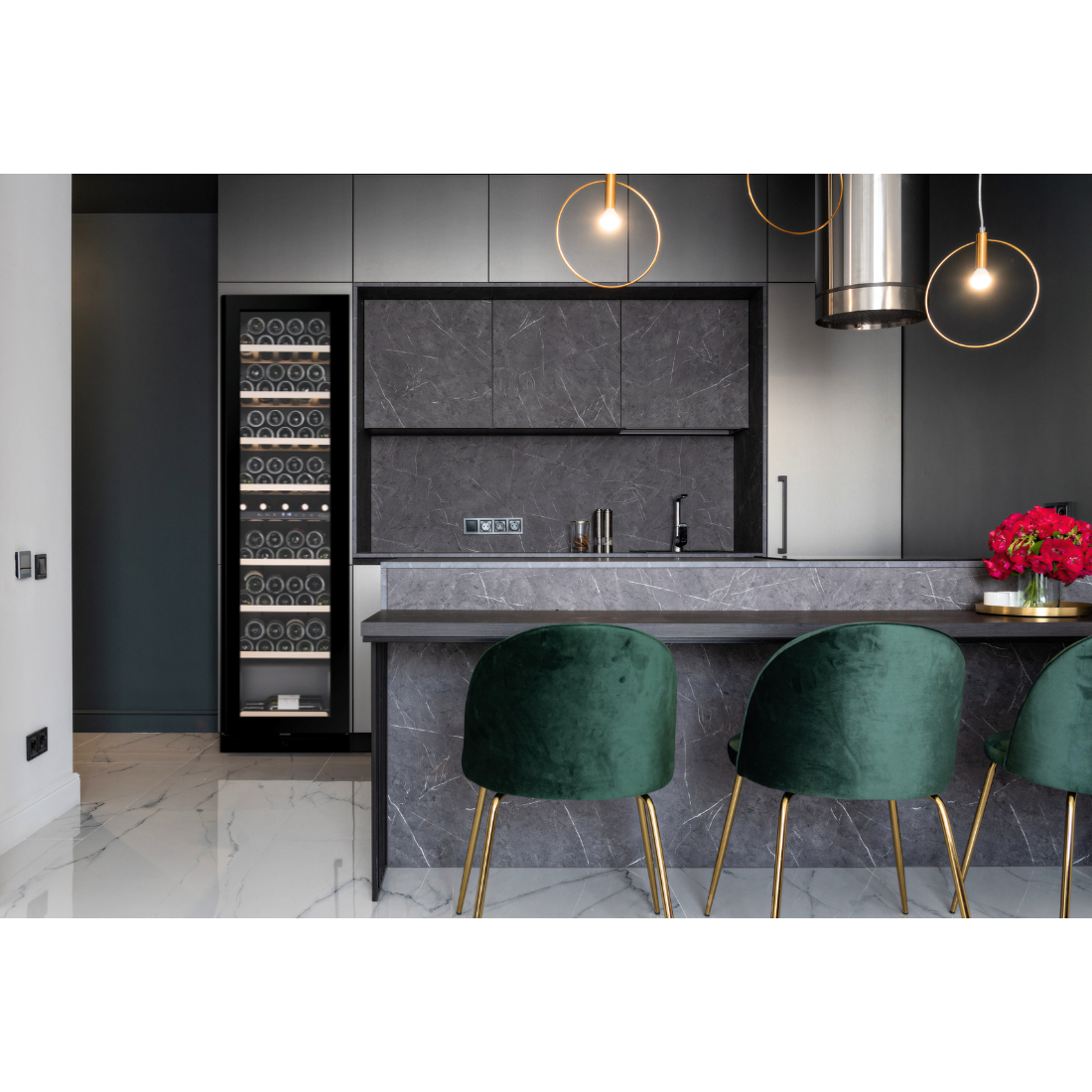 CELLA - 71 bottle Dual Zone Wine Cooler - Shallow Depth - W75D-BLACK