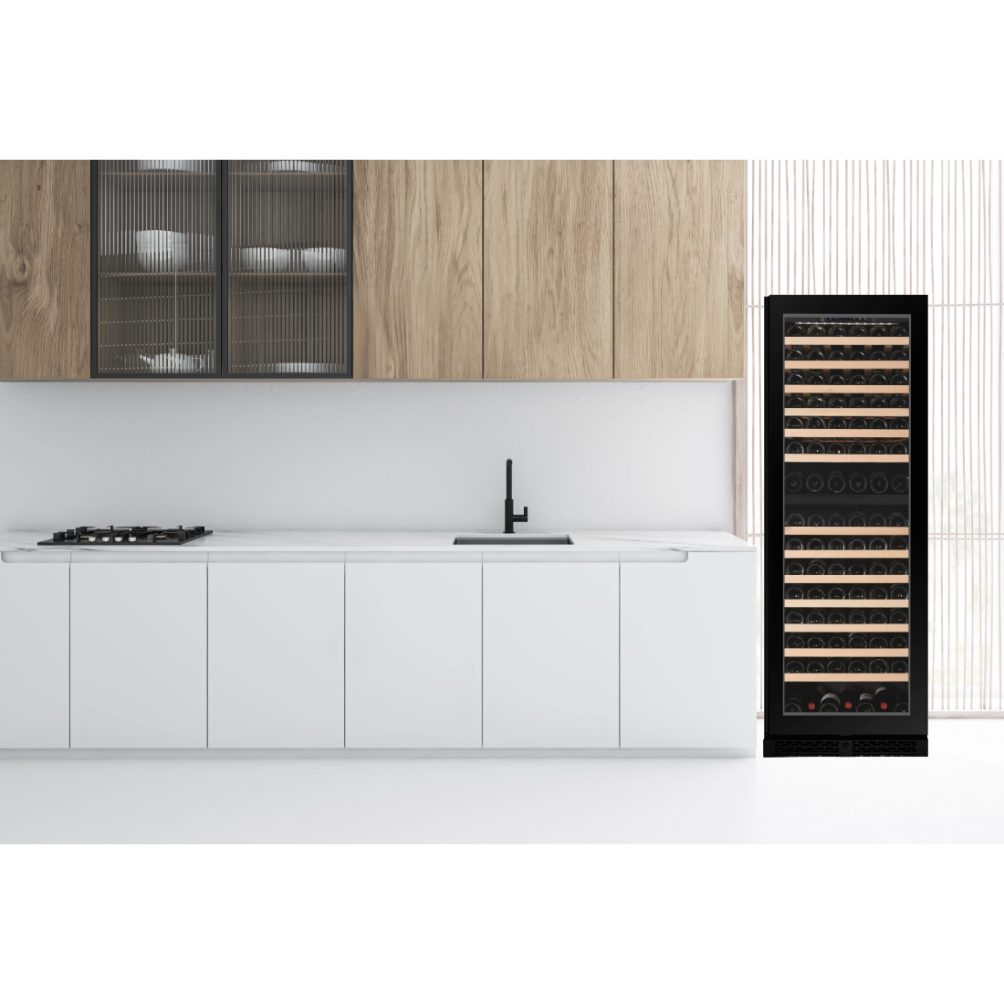 CELLA - 101 bottle Dual Zone Wine cooler - 57cm Shallow Depth - FWS93D-BLACK