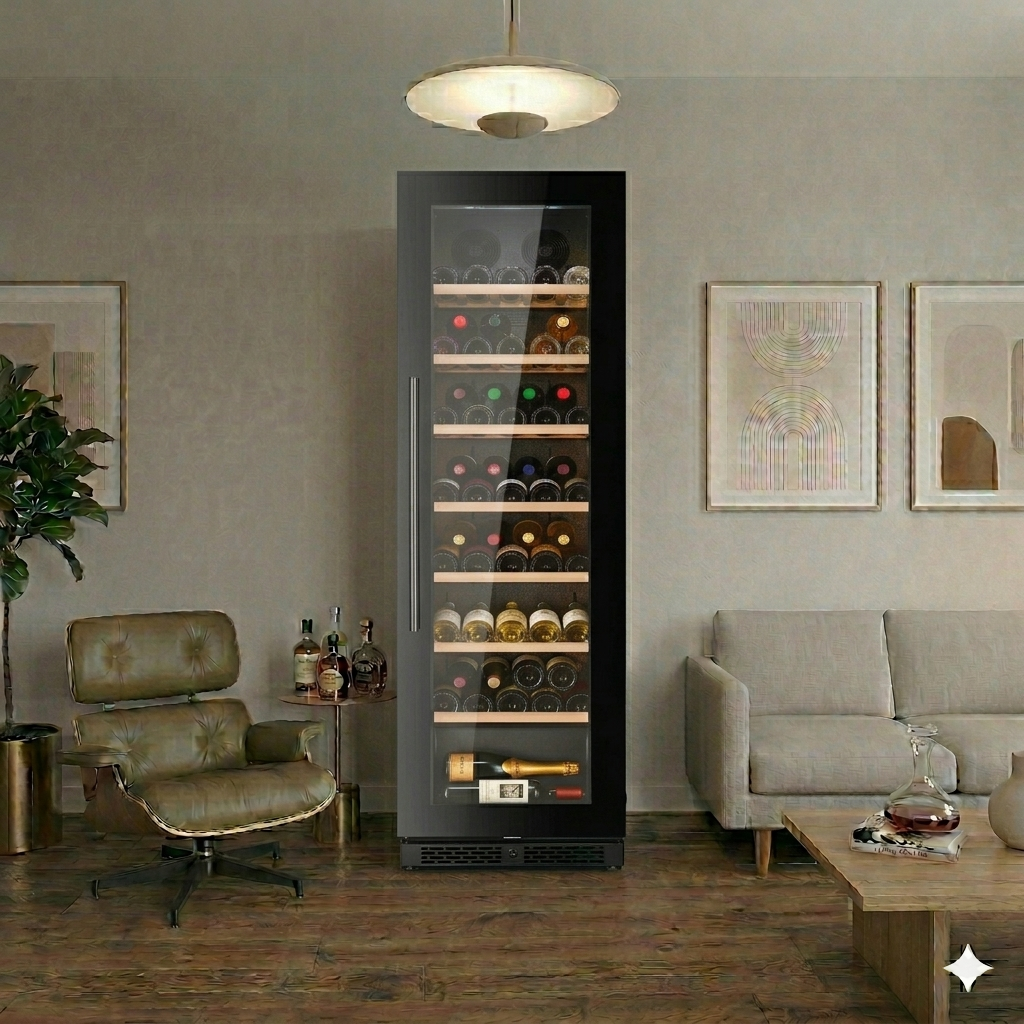 ClimaVin - Noir122 - Single Zone Shallow Wine Fridge - Built in or Freestanding