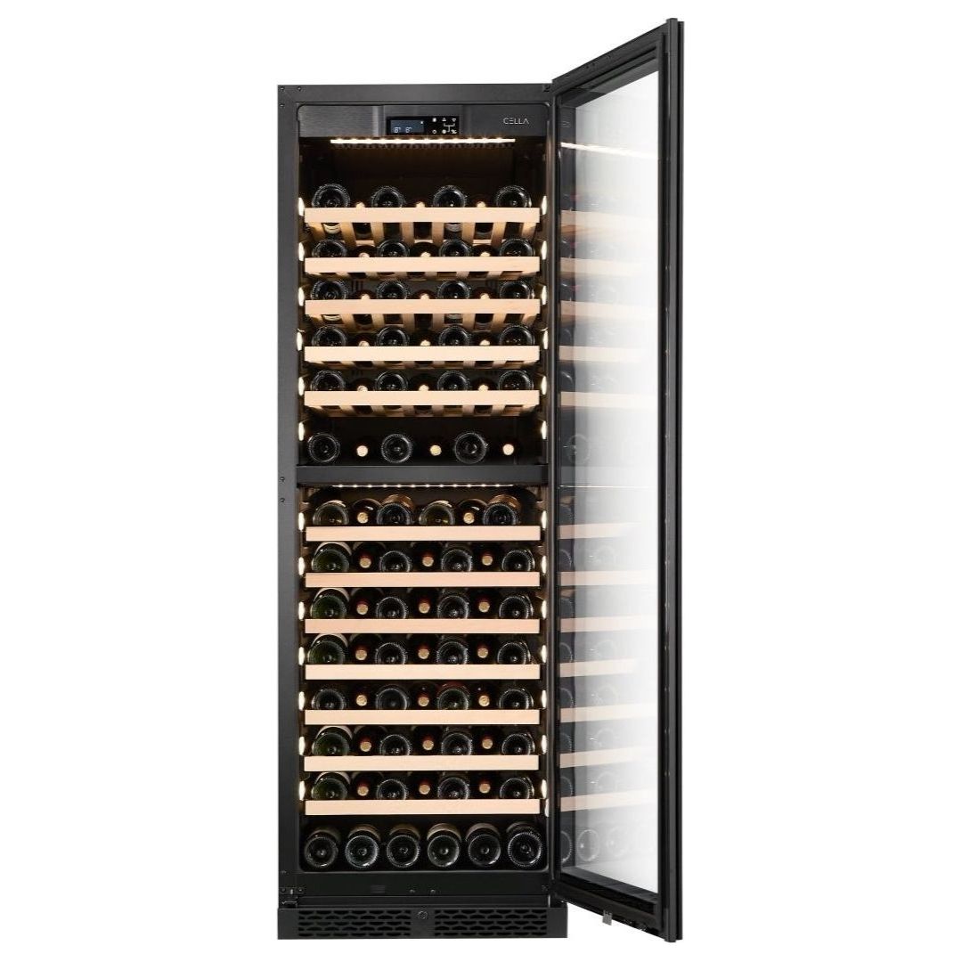 CELLA - 101 bottle Dual Zone Wine cooler - 57cm Shallow Depth - FWS93D-BLACK