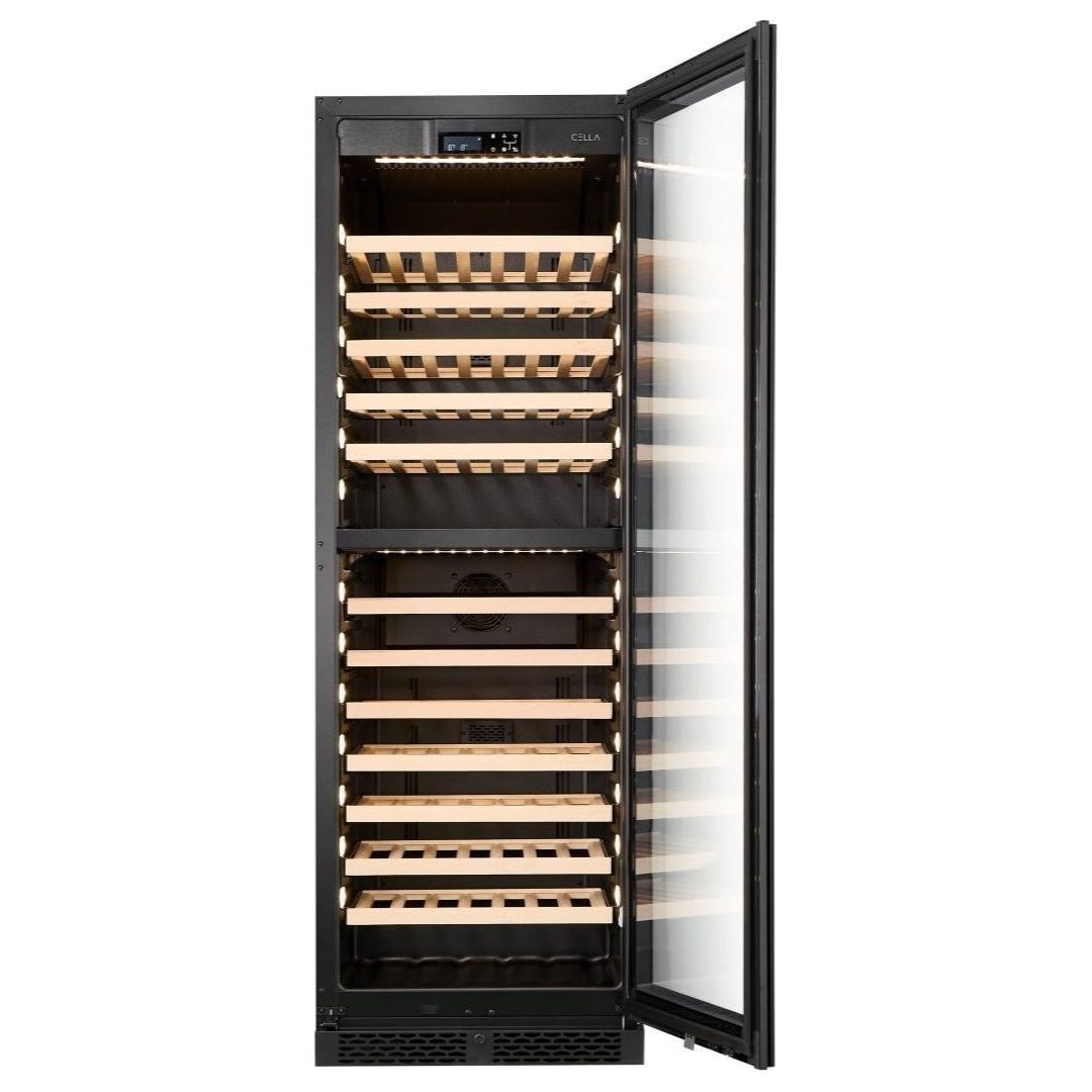 CELLA - 101 bottle Dual Zone Wine cooler - 57cm Shallow Depth - FWS93D-BLACK