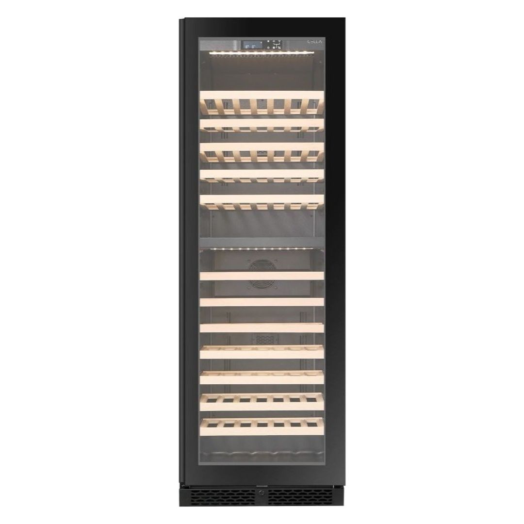 CELLA - 101 bottle Dual Zone Wine cooler - 57cm Shallow Depth - FWS93D-BLACK