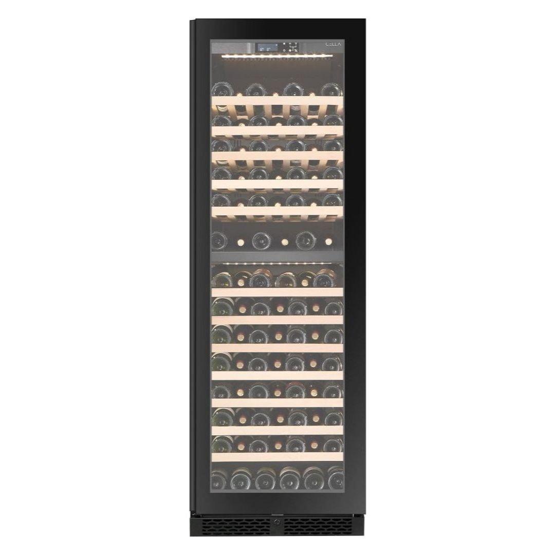 CELLA - 101 bottle Dual Zone Wine cooler - 57cm Shallow Depth - FWS93D-BLACK