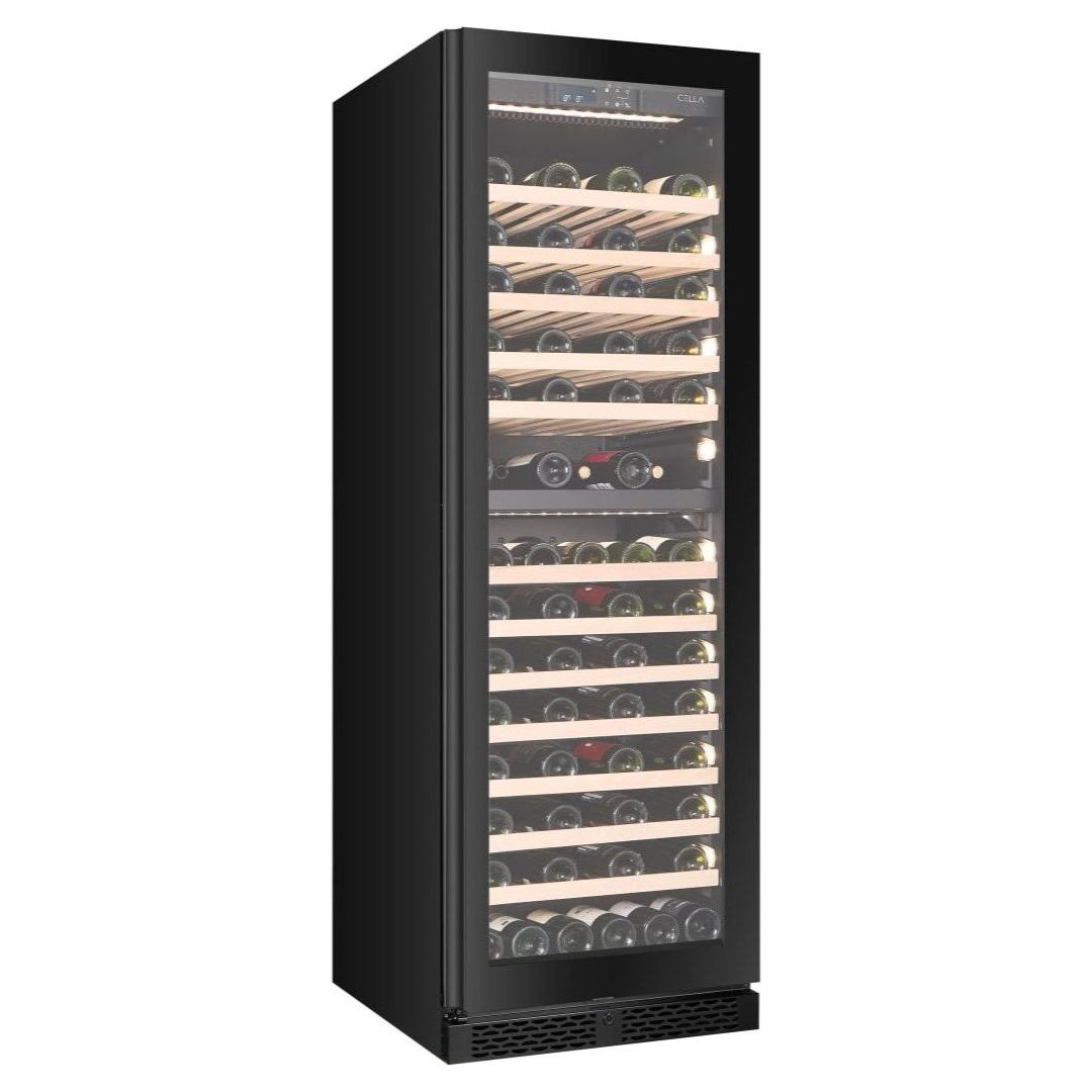 CELLA - 101 bottle Dual Zone Wine cooler - 57cm Shallow Depth - FWS93D-BLACK