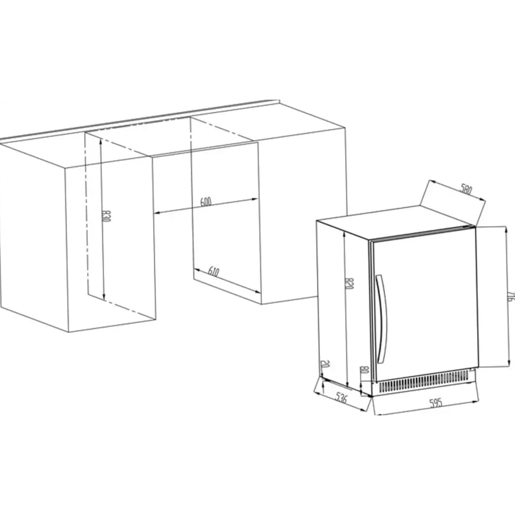 Cavin - 600mm - Undercounter Wine Fridge - Scandinavian Collection 40 Fullglass Black