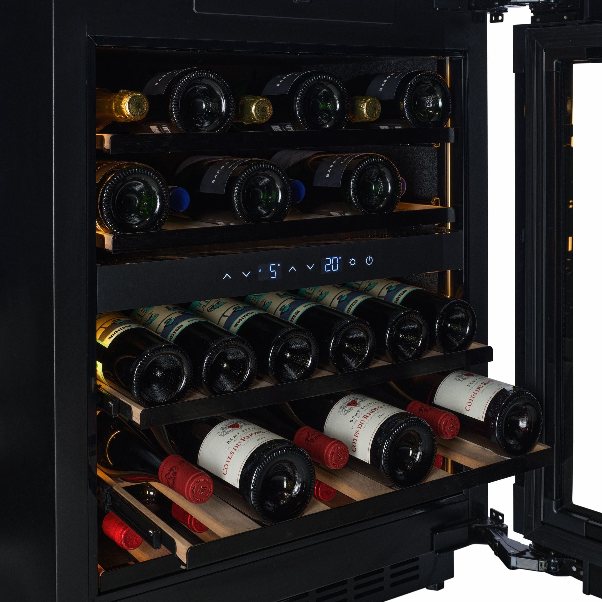 CELLA - 600mm Handleless - Undercounter Wine Cooler - Dual Zone - W34B-TO