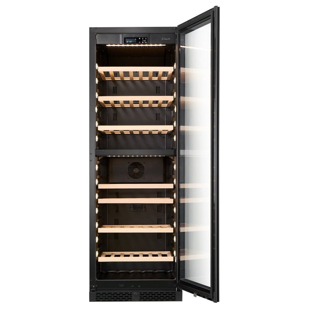 CELLA - 99 bottle Dual Zone Wine cooler - 57cm Shallow Depth - W93D-BLACK