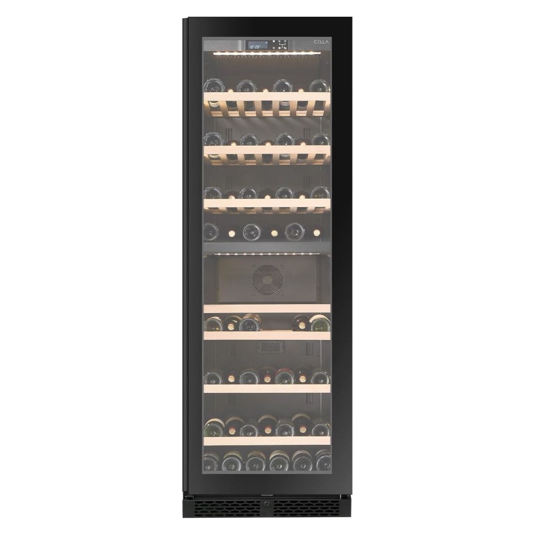 CELLA - 99 bottle Dual Zone Wine cooler - 57cm Shallow Depth - W93D-BLACK