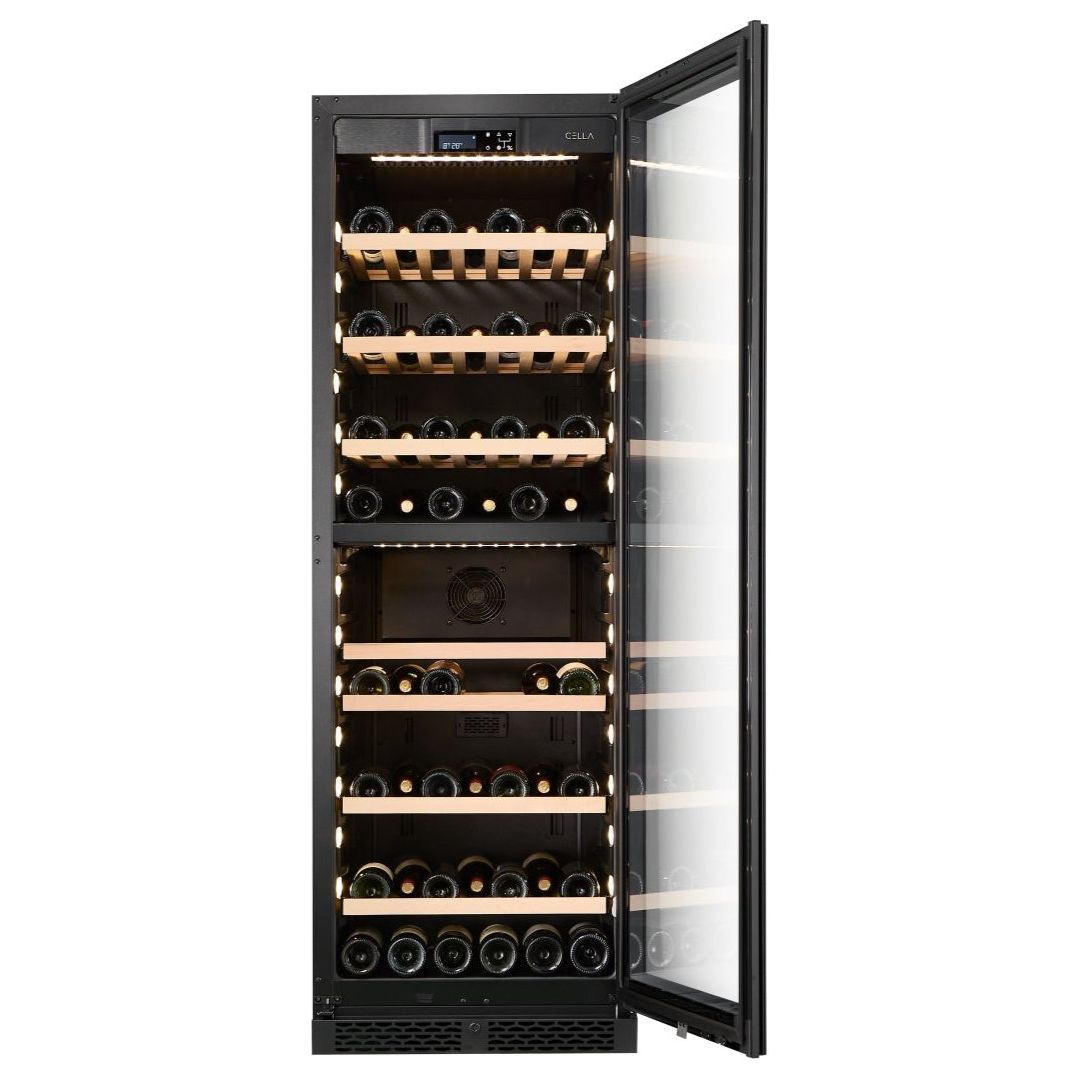 CELLA - 99 bottle Dual Zone Wine cooler - 57cm Shallow Depth - W93D-BLACK