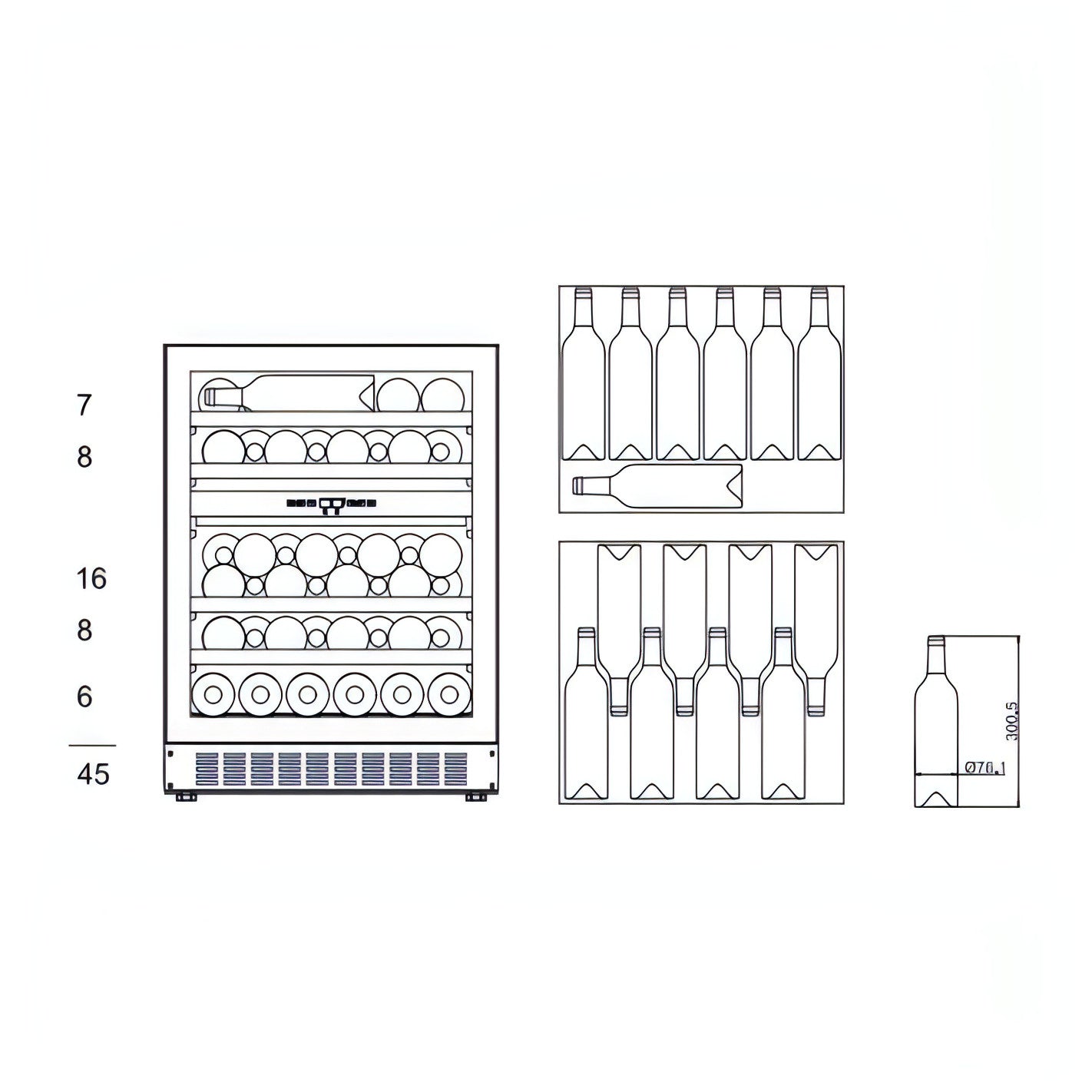 mQuvée - 600mm - Undercounter Wine Fridge - WineCave 700 60D Anthracite Black