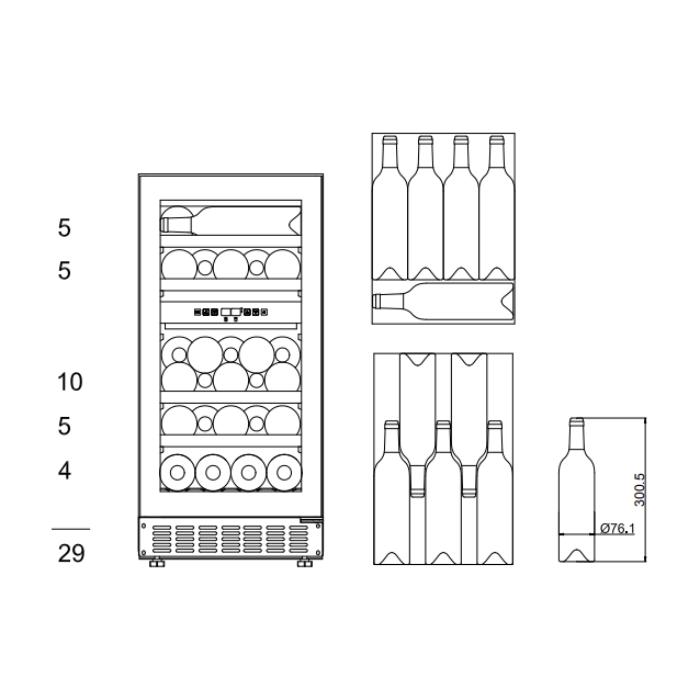 mQuvée - 400mm - Undercounter Wine Fridge - WineCave 700 40D - Anthracite Black