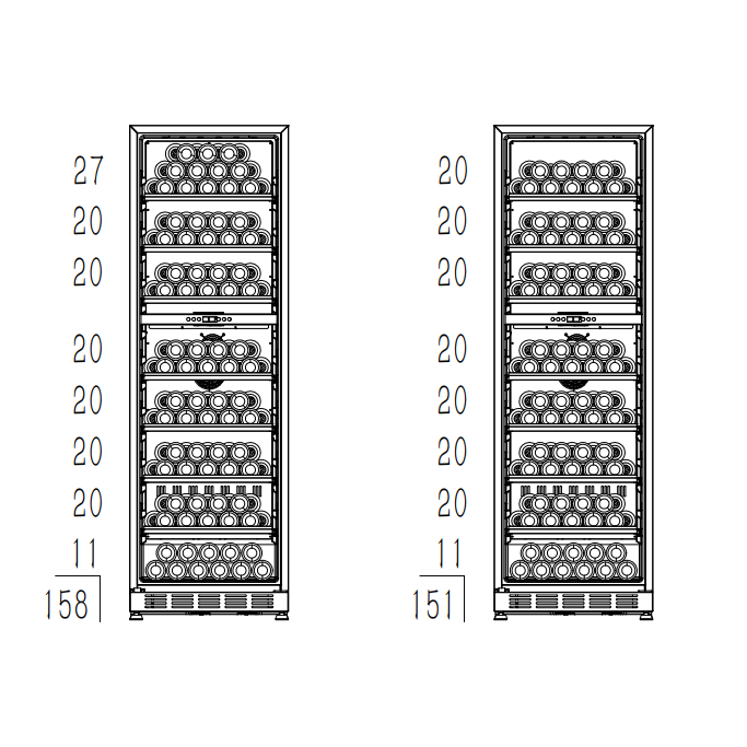 Cavin - 600mm - Tall Wine Fridge - Arctic Collection 151D Fullglass Black