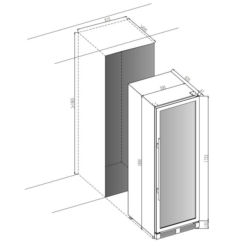 Cavin - 600mm - Tall Wine Fridge - Arctic Collection 151D Fullglass Black
