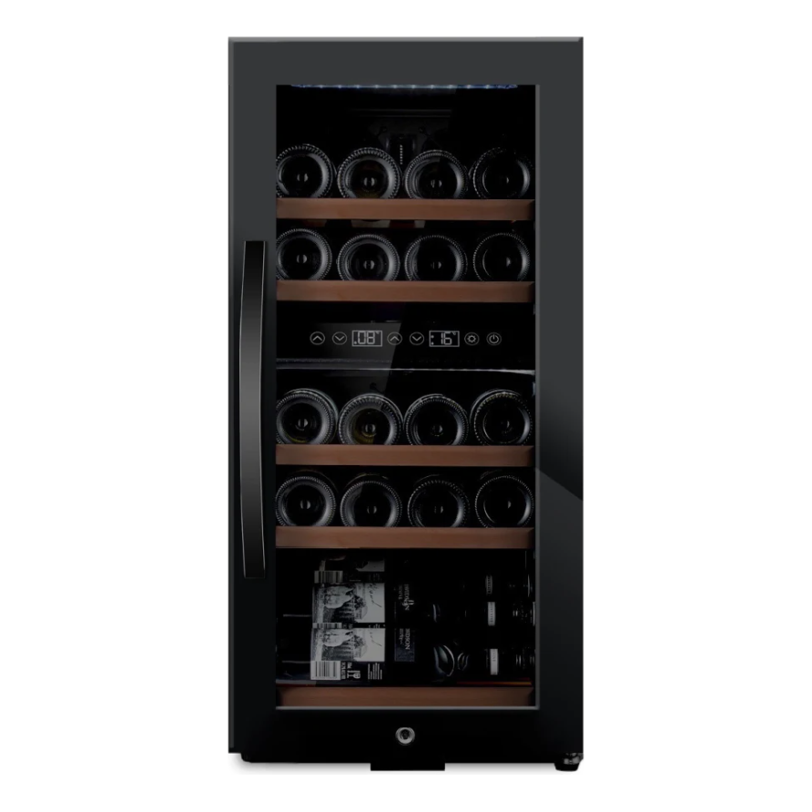mQuvée - Wine Expert 24- Dual Zone - Freestanding Wine Cooler - Fullglass Black