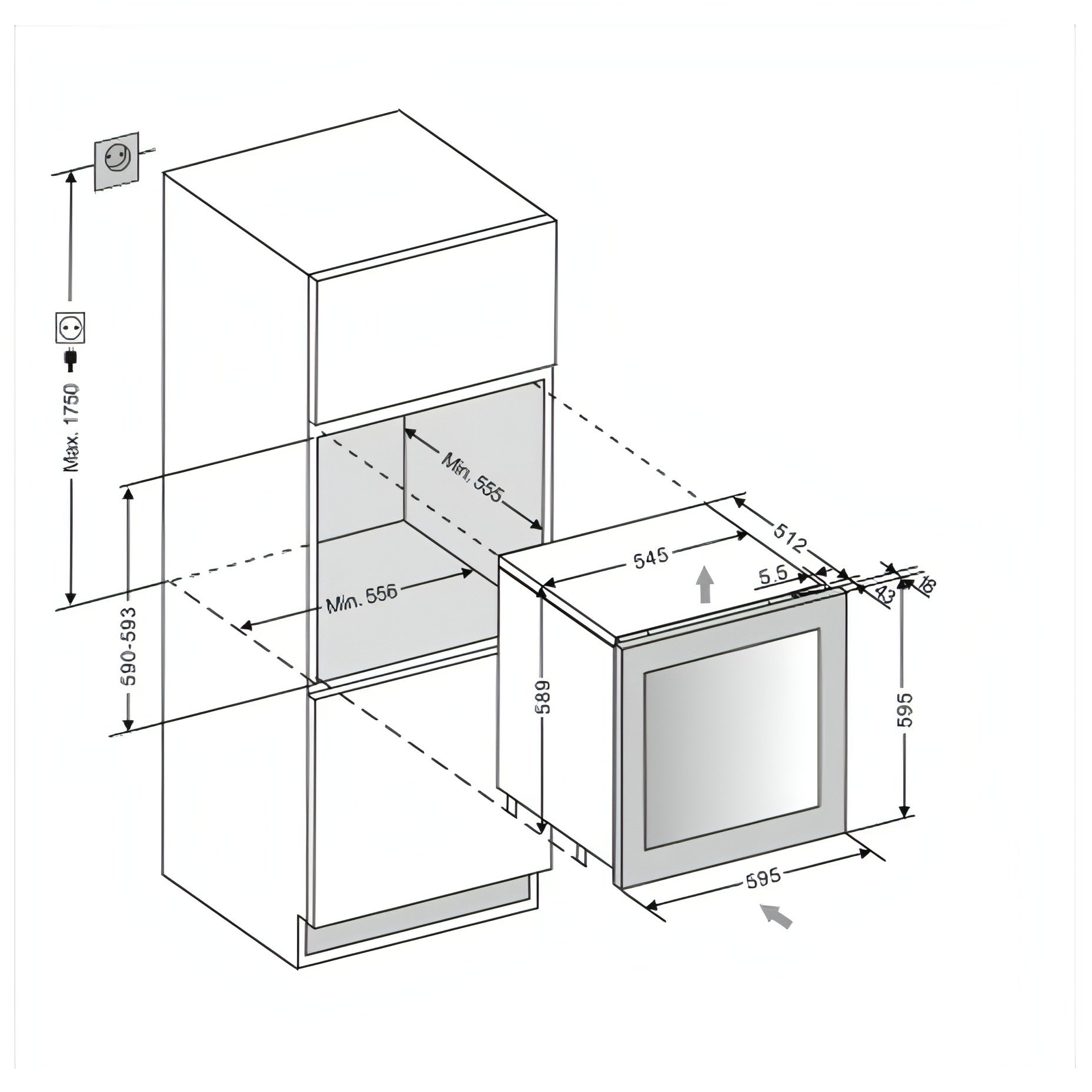 mQuvée - Fully Integrated Wine Cooler - WineKeeper 25D Panel Ready - Push/Pull