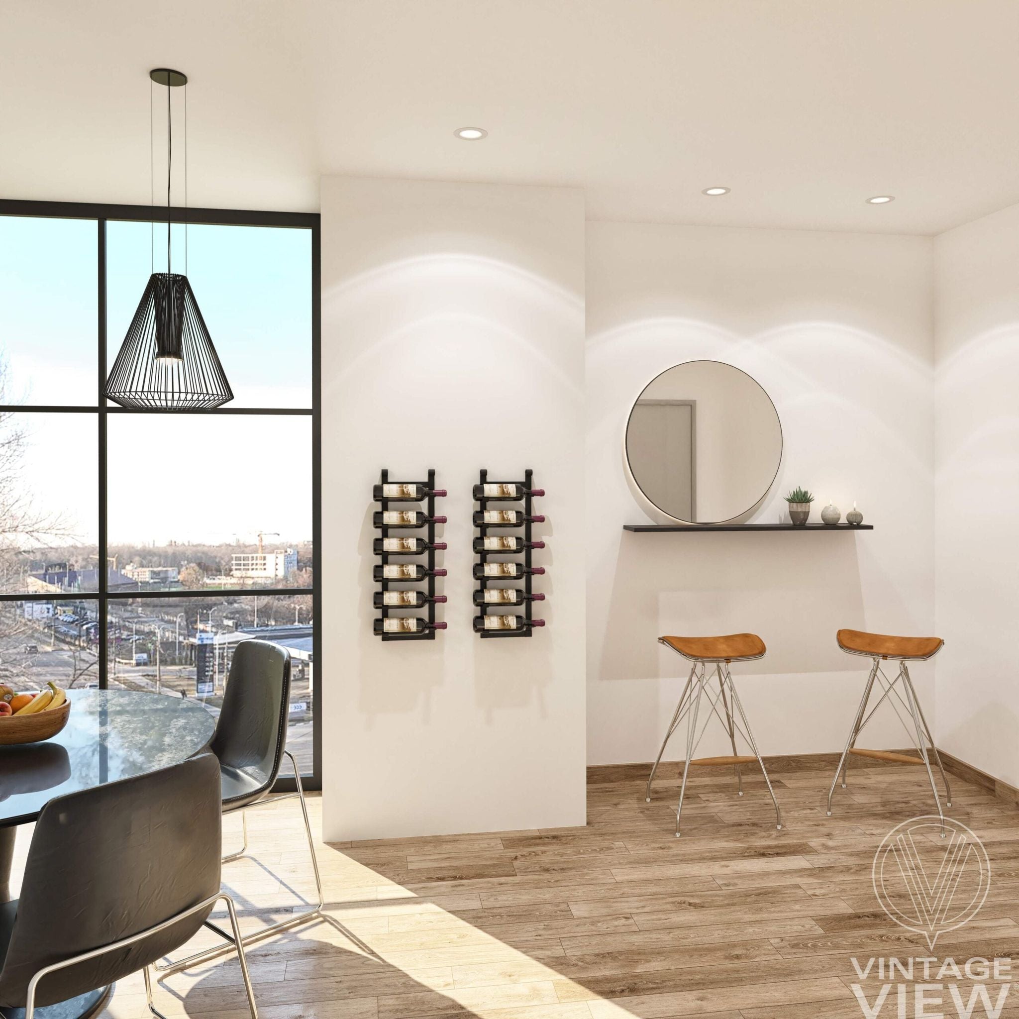 VintageView - Le Rustique - Wall Mounted Metal Wine Rack (6 bottles)