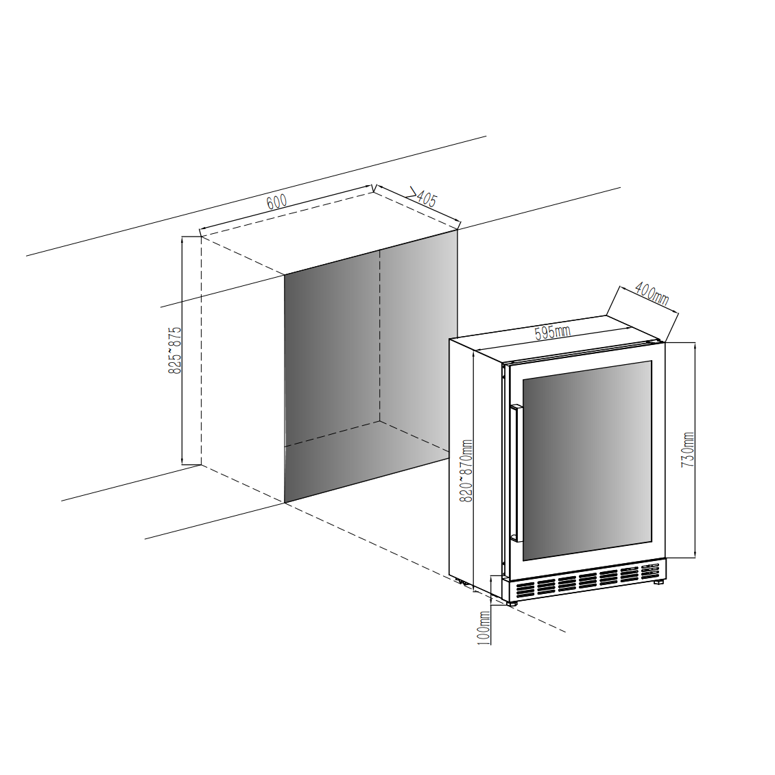 Cavin - 600mm - Undercounter Wine Fridge - Arctic Collection 60D Shallow Fullglass Black
