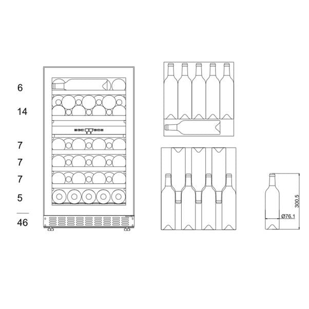 mQuvée - 500mm - Undercounter - WineCave 800 50D Fullglass Black