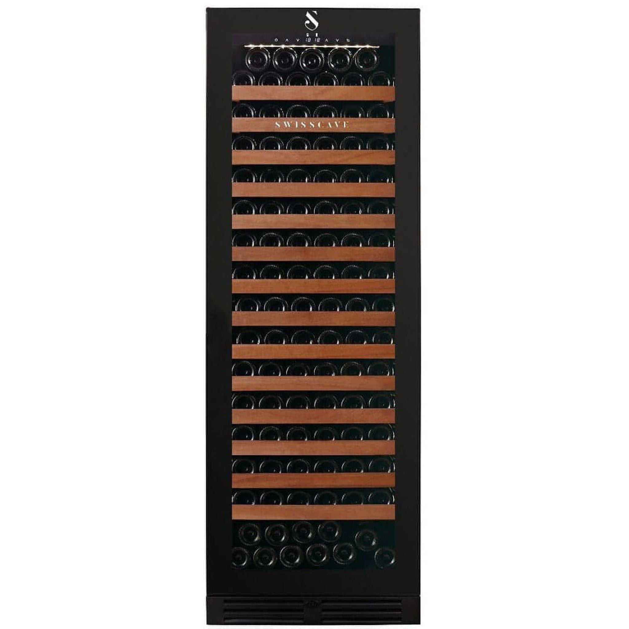 SWISSCAVE Premium - 600mm - 163 Bottle - Freestanding / Built in Wine Cooler - WLB460FL-MIX - Sapele Shelving