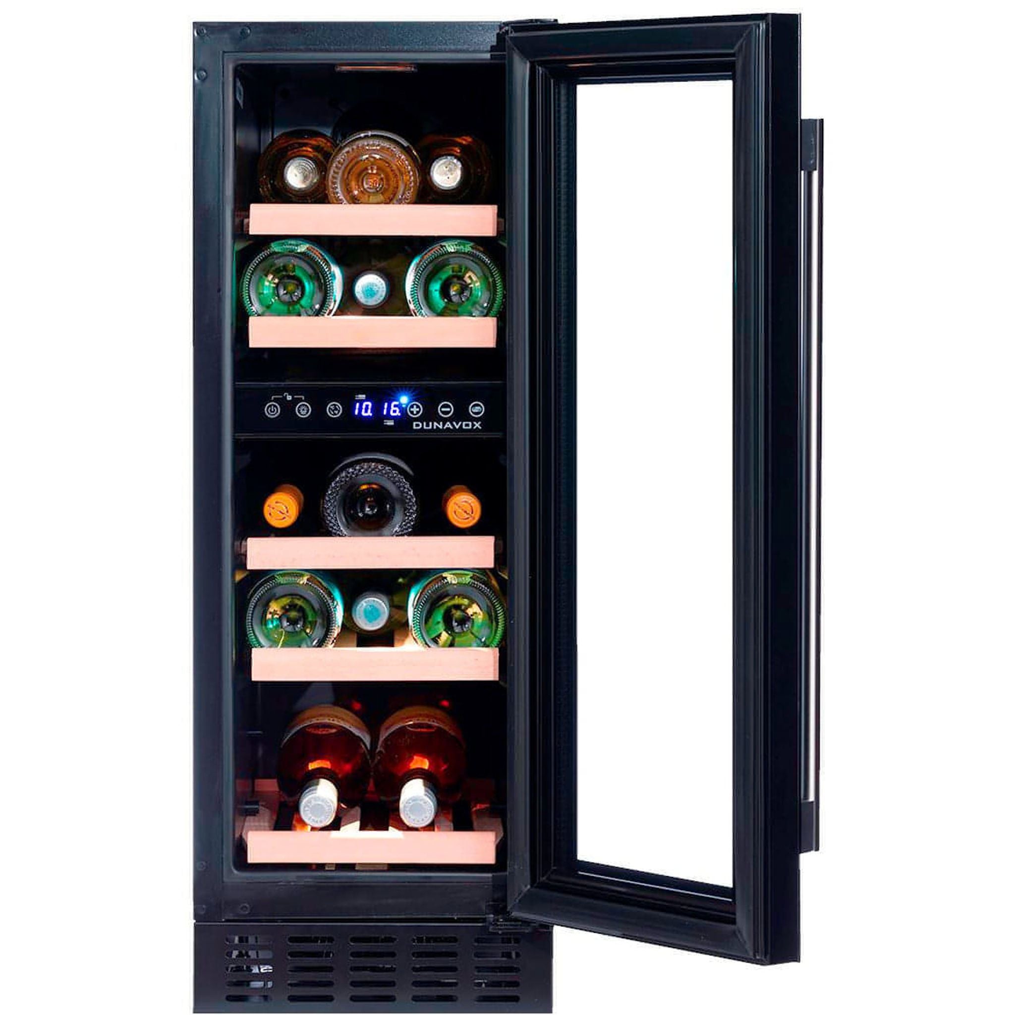 Dunavox FLOW-17 - 300mm Dual Zone - 17 Bottle - Built In / Freestanding Wine Cooler - DAUF-17.58DB