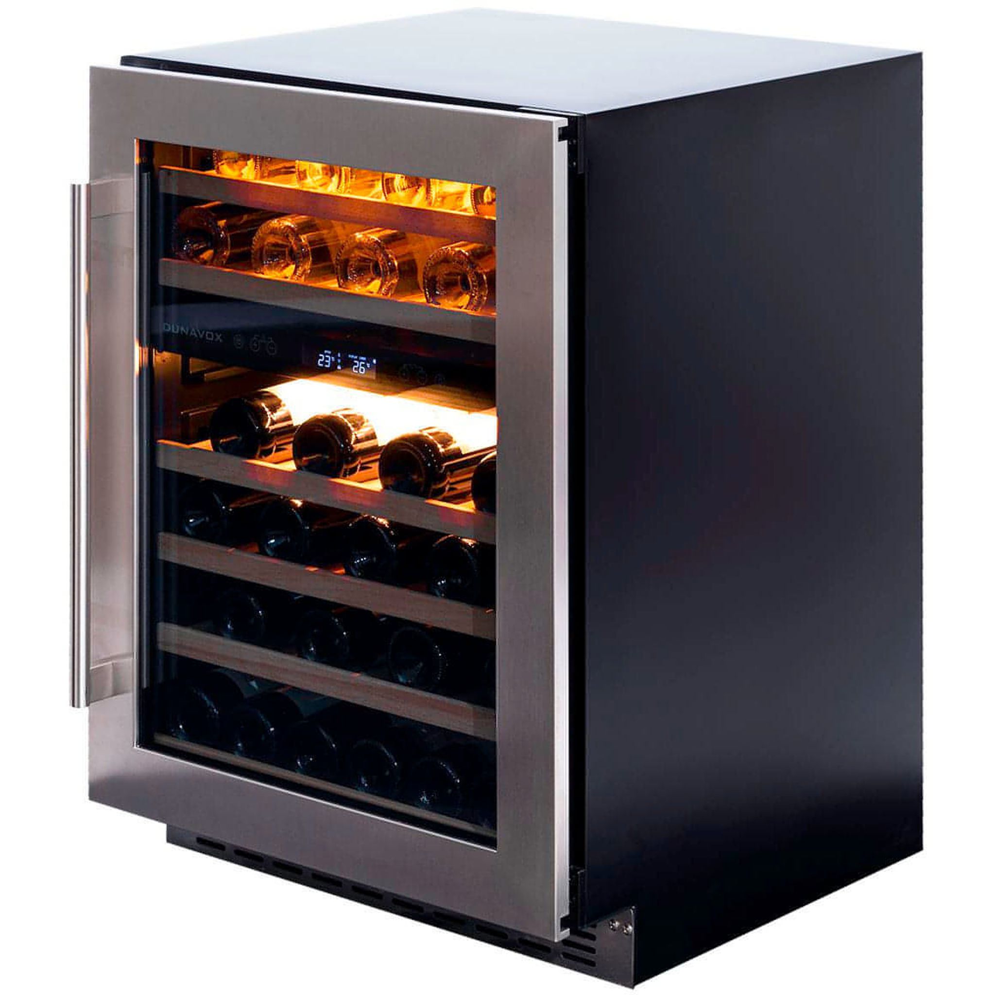 Dunavox FLOW-46D - 600mm Dual Zone - 46 Bottle - Built In Undercounter Wine Fridge - DAUF-46.145DSS