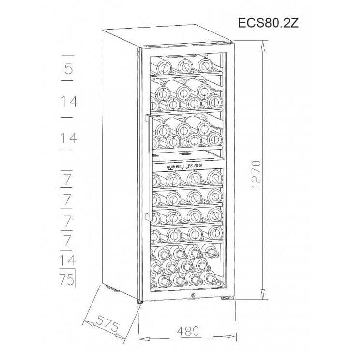 La Sommeliere - Dual Zone - 75 Bottle - Freestanding Wine Fridge - ECS80.2Z