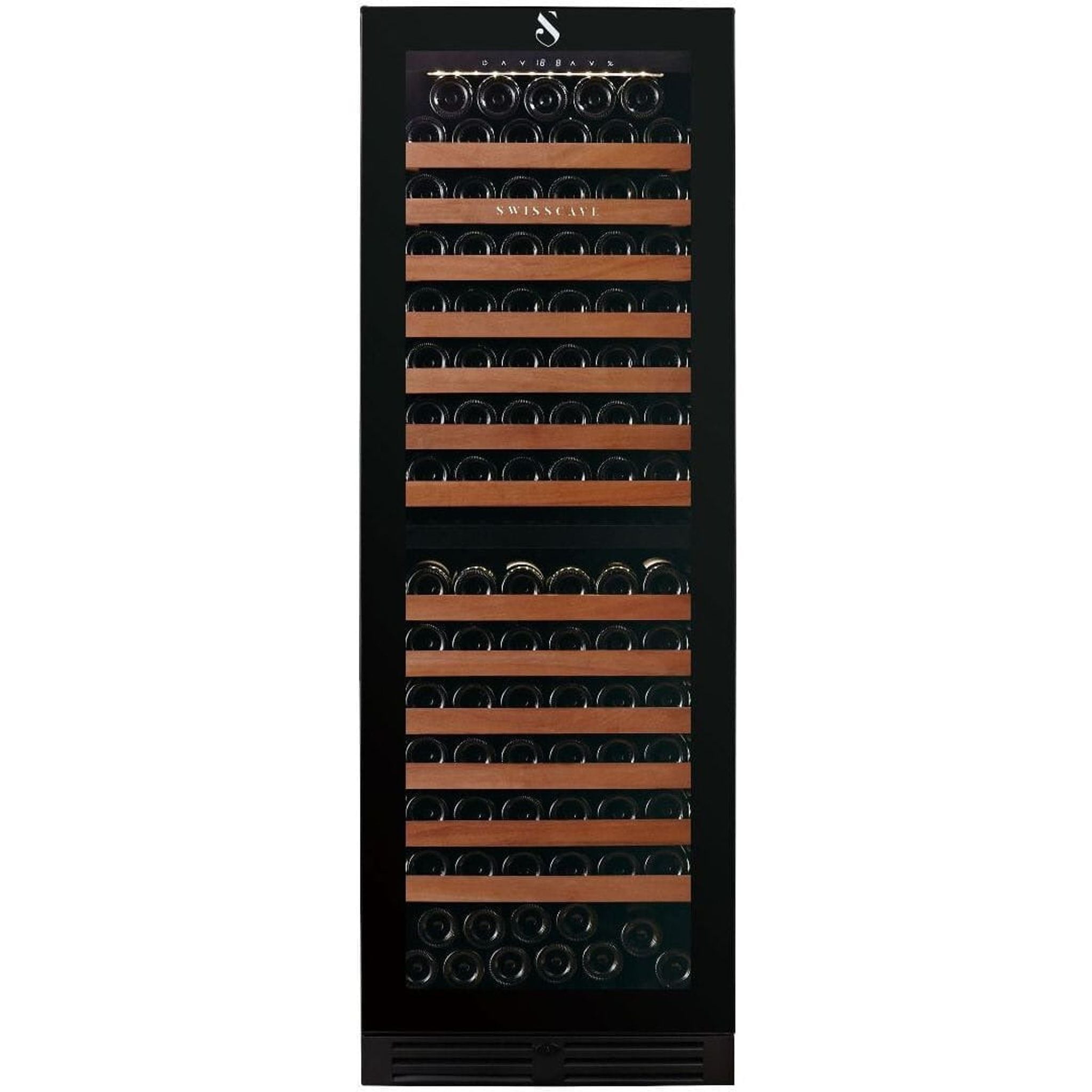 SWISSCAVE Premium - 600mm Dual Zone - 152 Bottle - Freestanding / Built in Wine Cooler - WLB460DFL-MIX - Sapele Shelving