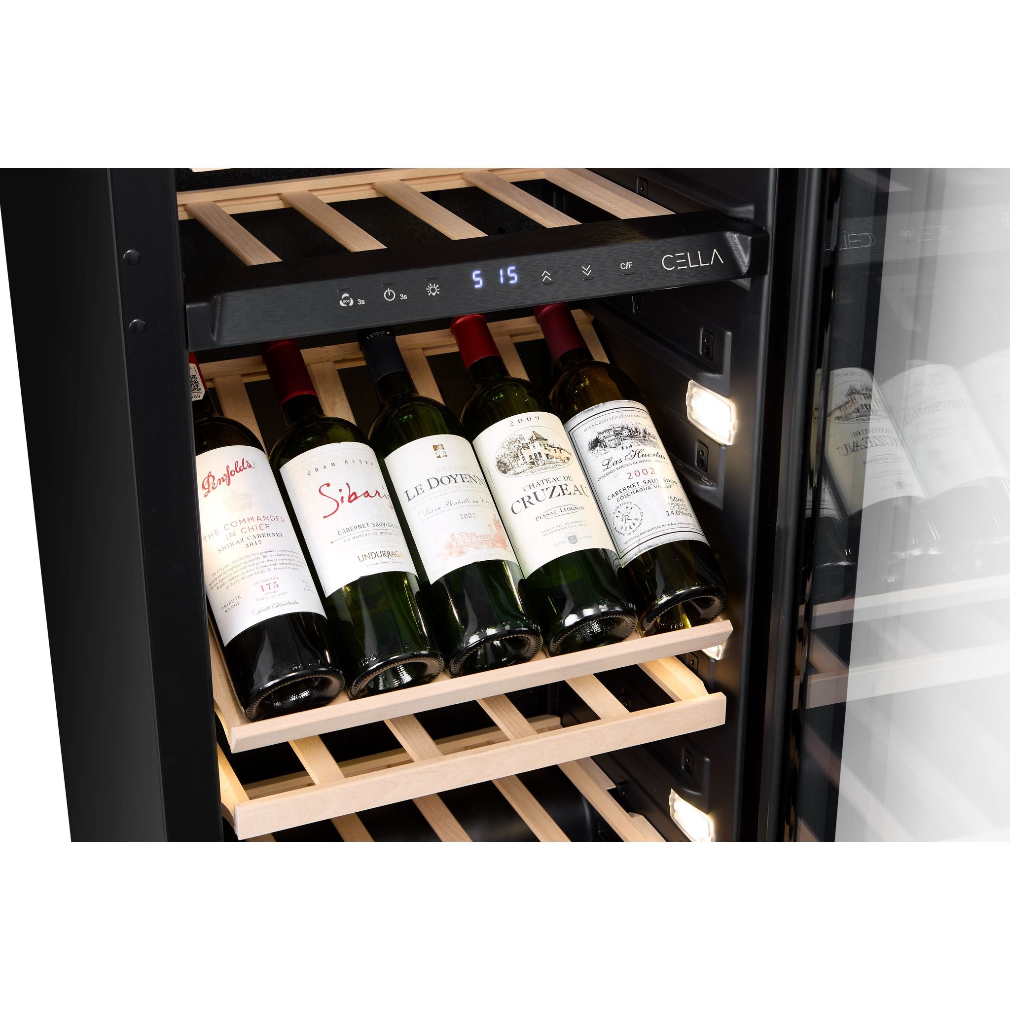CELLA - 74 bottle Single Zone Wine Cooler - Shallow Depth - W82S-BLACK