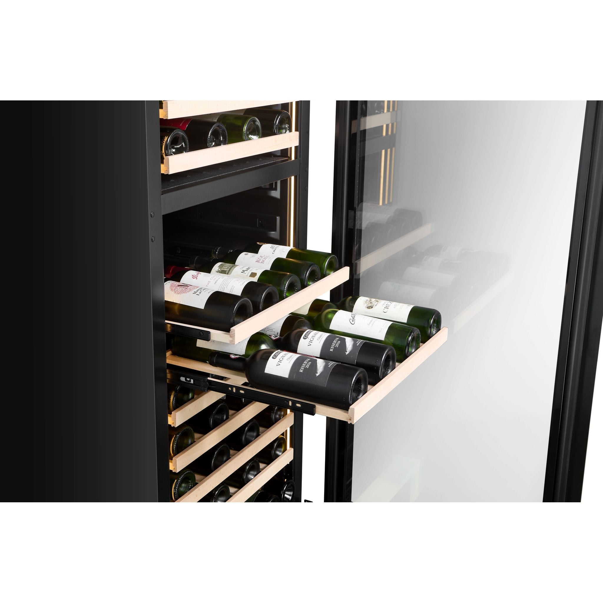 CELLA - 101 bottle Dual Zone Wine cooler - 57cm Shallow Depth - FWS93D-BLACK