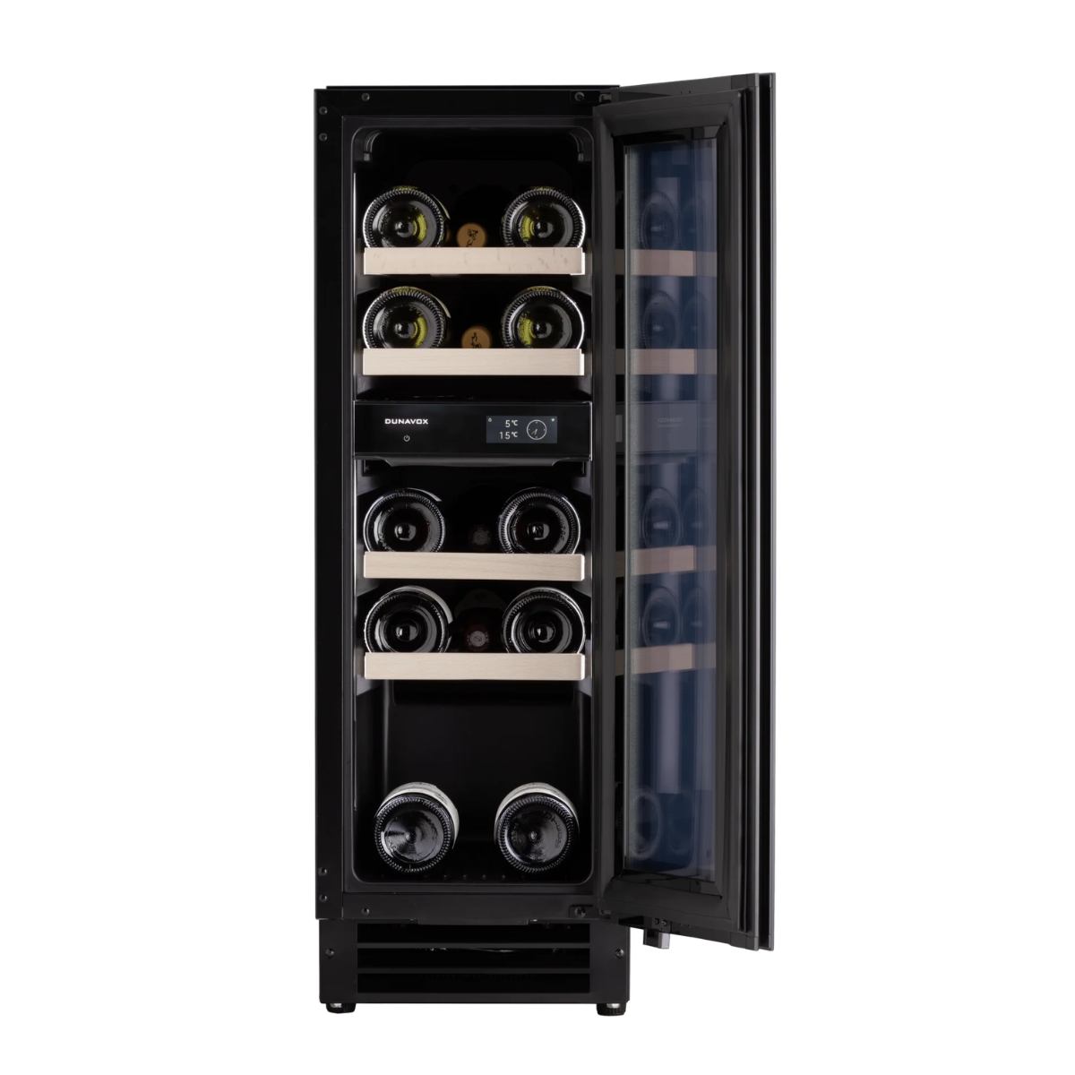 Dunavox FLOW-16 - 300mm Dual Zone - 17 Bottle - Built In / Freestanding Wine Cooler - DAUF-16.64DBH