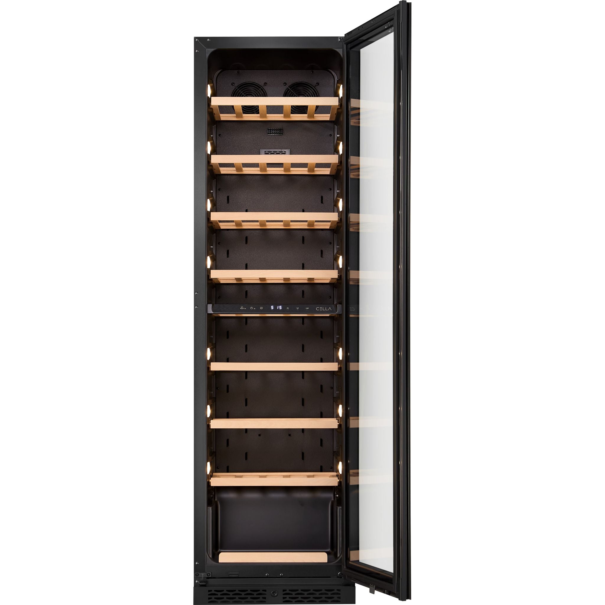 CELLA - 74 bottle Single Zone Wine Cooler - Shallow Depth - W82S-BLACK