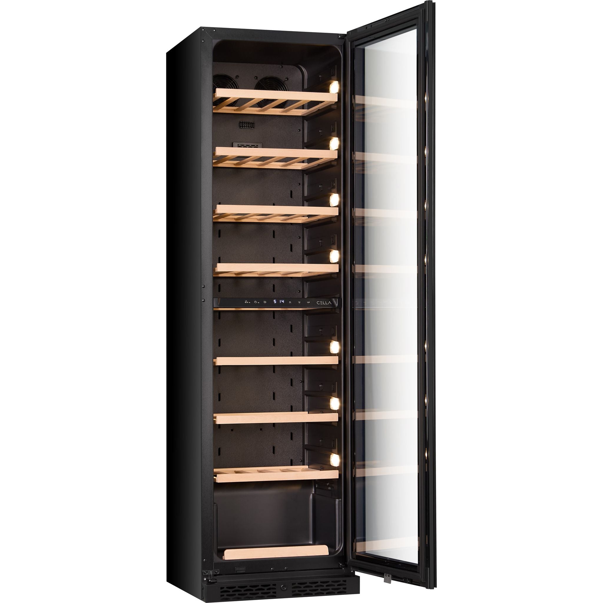 CELLA - 74 bottle Single Zone Wine Cooler - Shallow Depth - W82S-BLACK