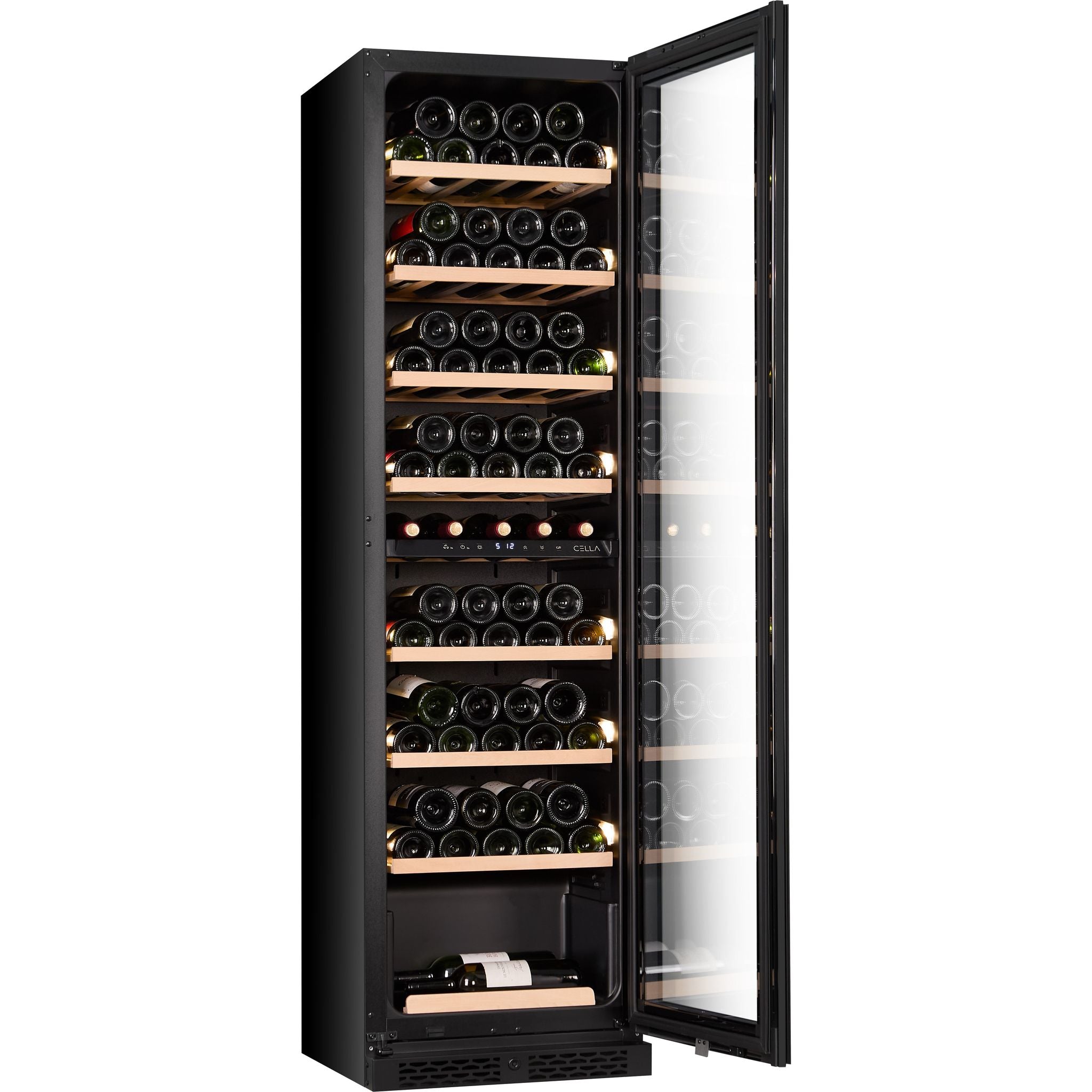 CELLA - 74 bottle Single Zone Wine Cooler - Shallow Depth - W82S-BLACK