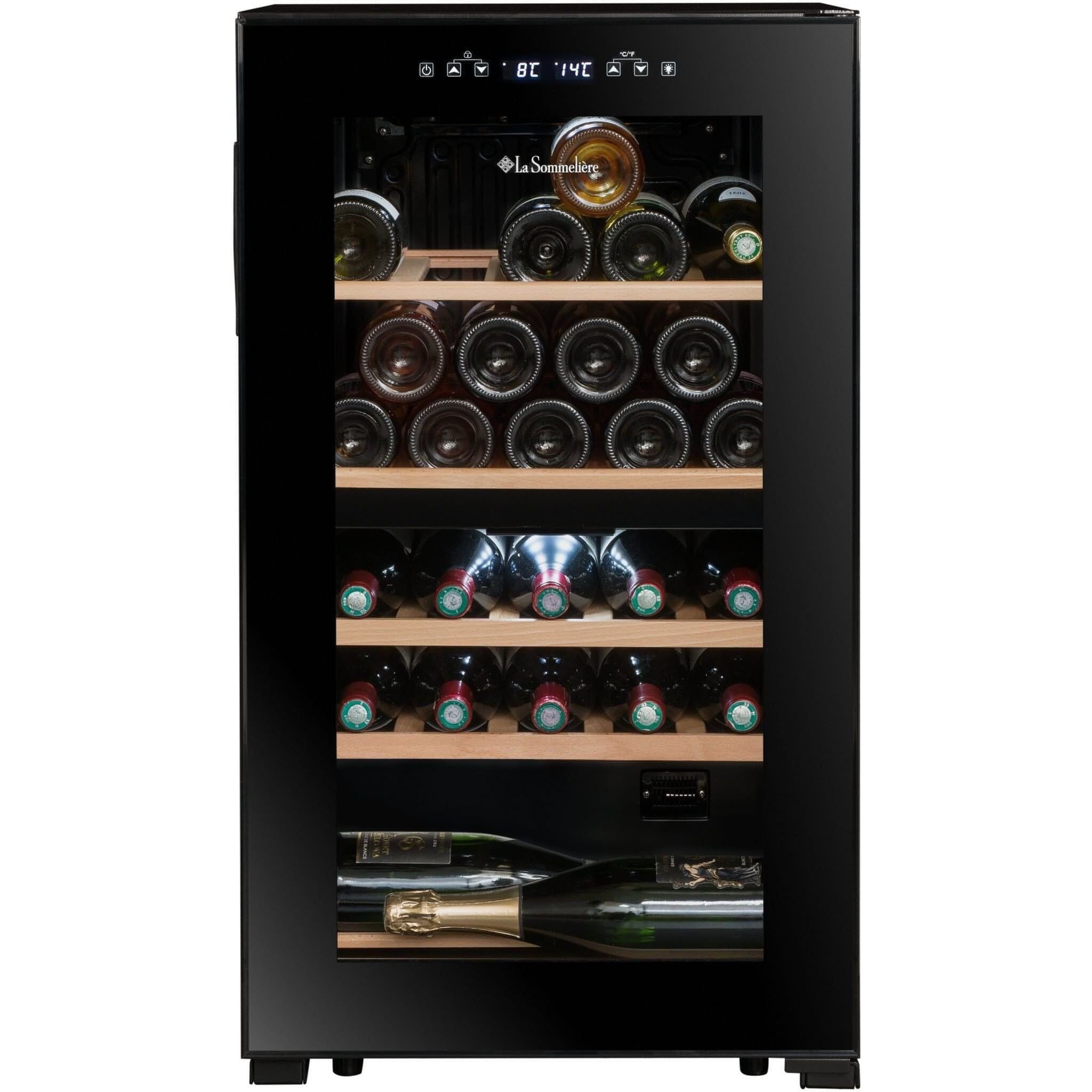 La Sommeliere - Dual Zone - 32 Bottle - Freestanding Wine Fridge - SLS32DZBLACK