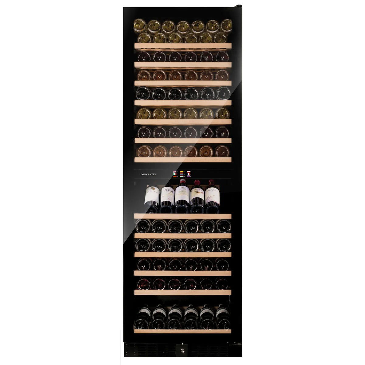 Dunavox GRANDE-166 - 166 Bottle Tall Wine Cooler - Built In/Freestanding - 600mm Width - Dual Zone - DX-166.428DBK