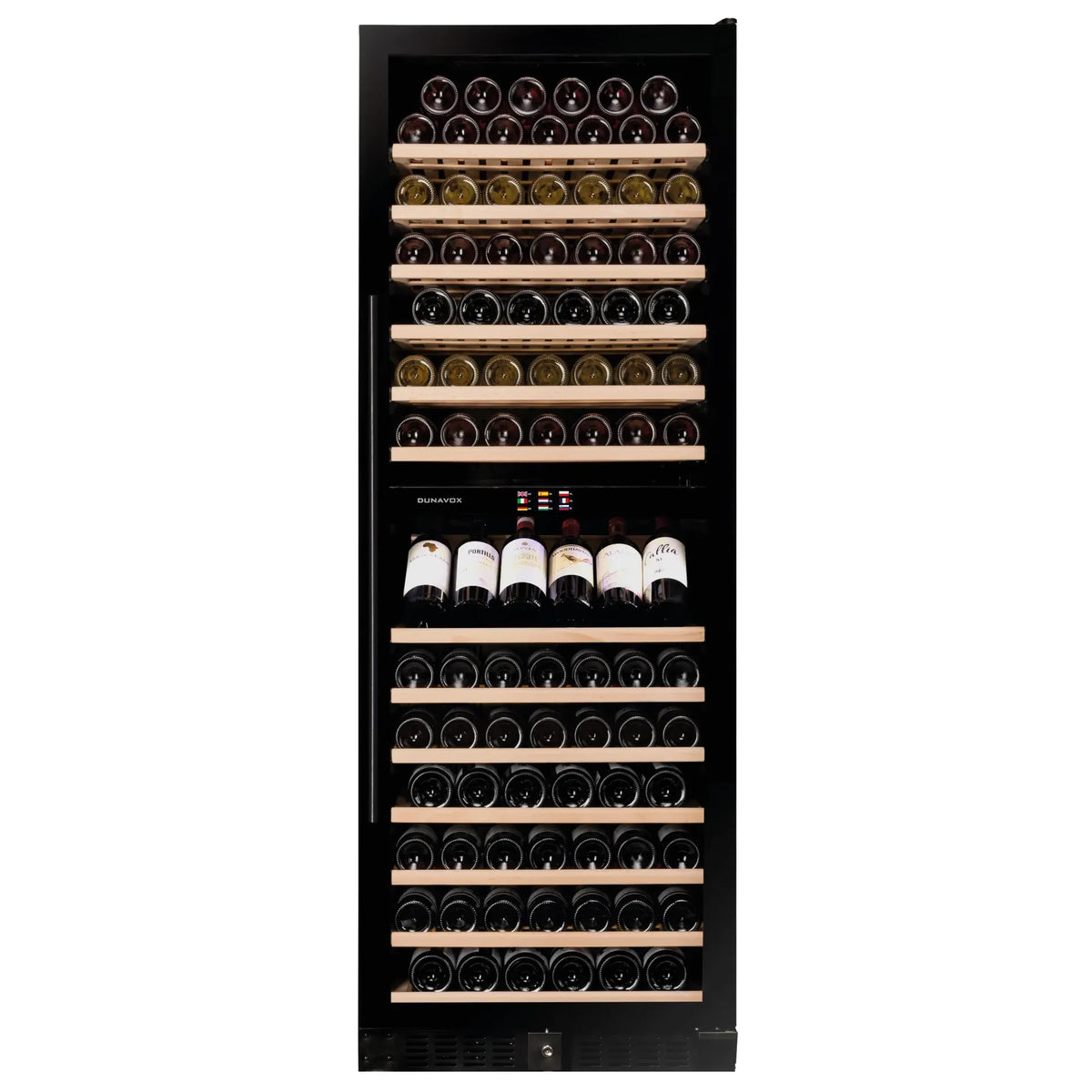 Dunavox GRANDE-181 -  181 Bottle Tall Wine Cooler - Built In/Freestanding - 655mm Width - Dual Zone - DX-181.490DBK