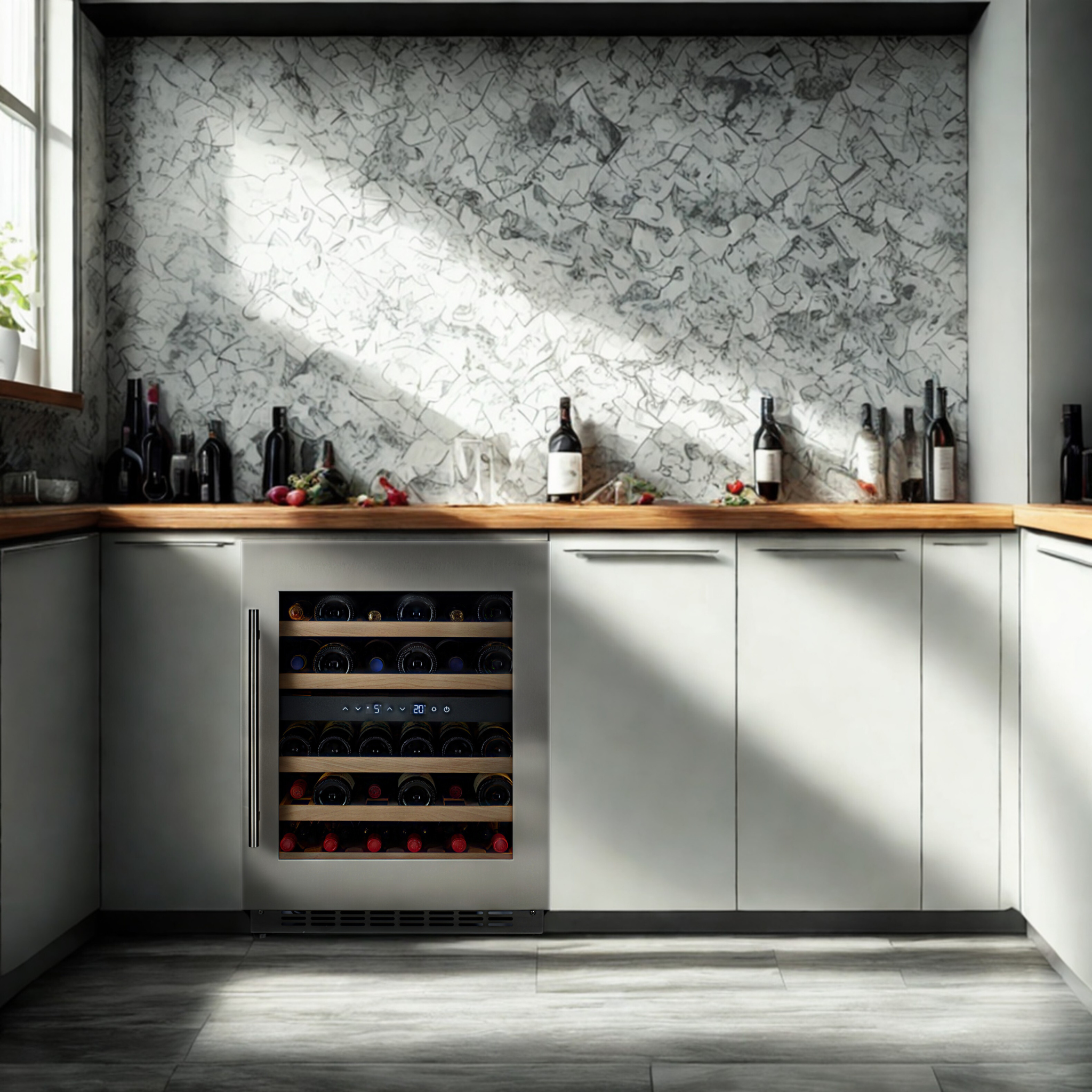 CELLA - 600mm - 36 Burgundy Bottles - Undercounter Wine Cooler - Dual Zone - W34-SSH