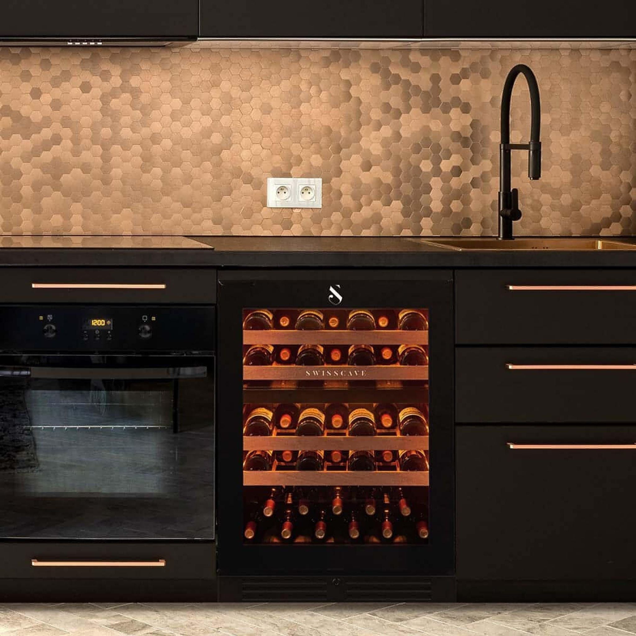 SWISSCAVE Premium - 600mm Dual Zone - Built in Undercounter Wine Cooler - WLU-160DF