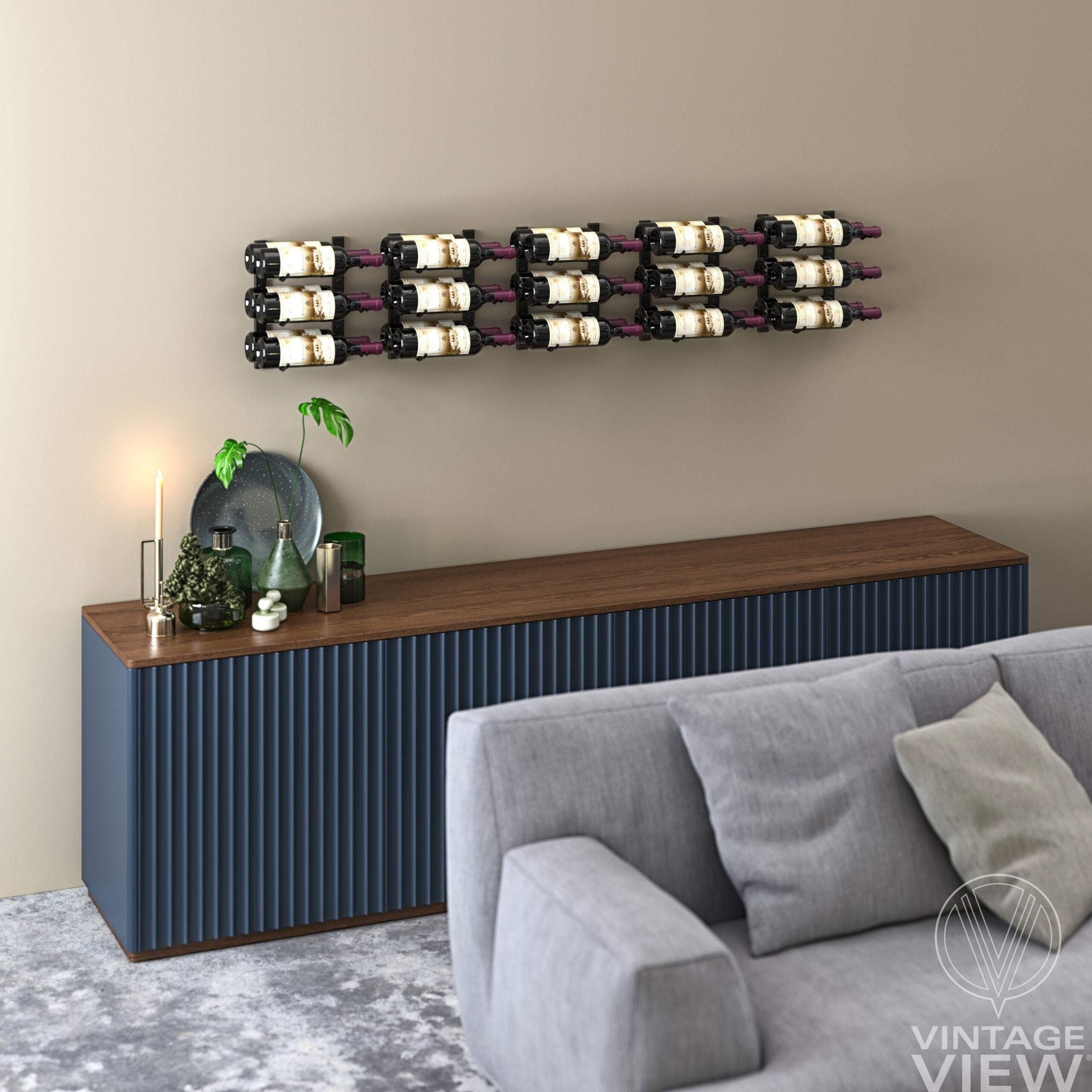 VintageView - W Series 1 – 305mm Wall Mounted Metal Wine Rack (3-9 bottles)
