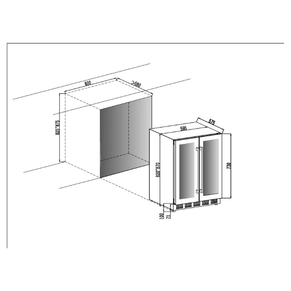 Cavin - 600mm - Undercounter Wine Fridge - Arctic Collection 60 Duo - Fullglass Black