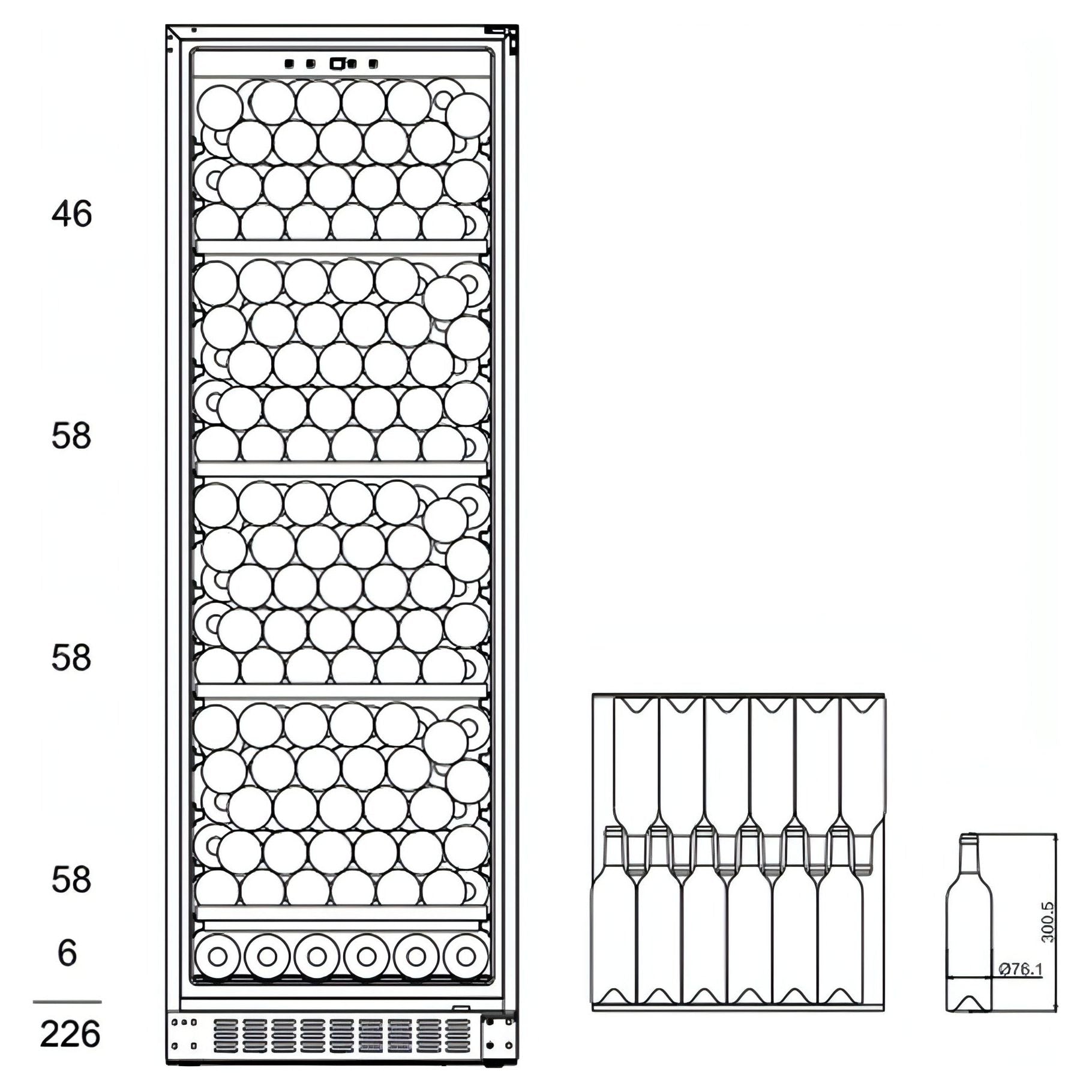 mQuvée WineStore 226 - 226 Bottles - Wine Cabinet -Solid Black