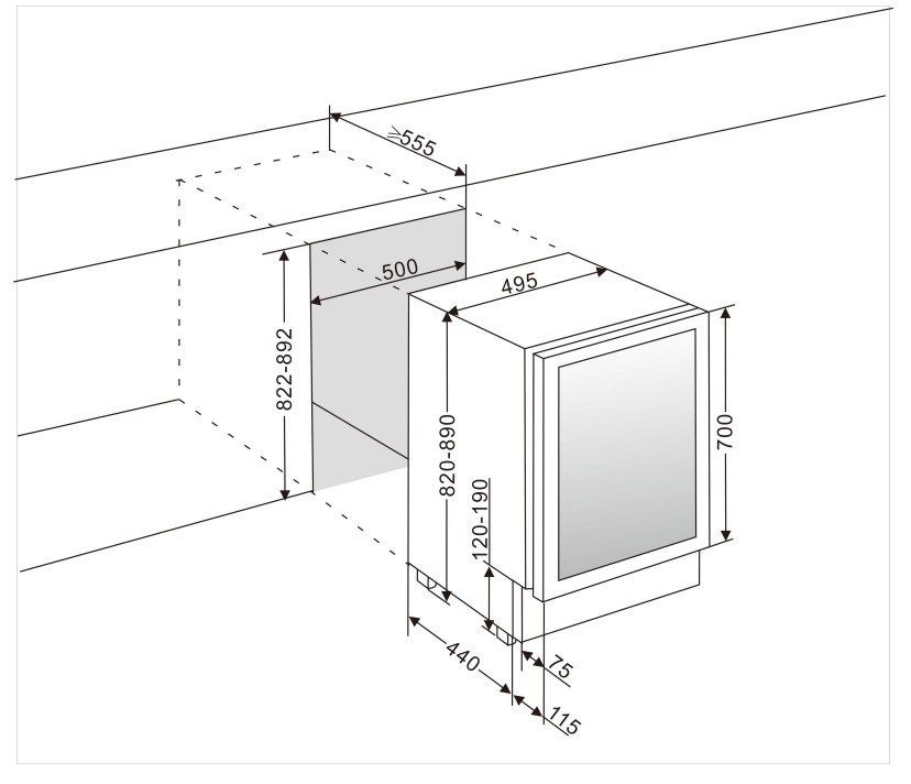 mQuvée - 500mm - Undercounter - WineCave 700 50D All Black